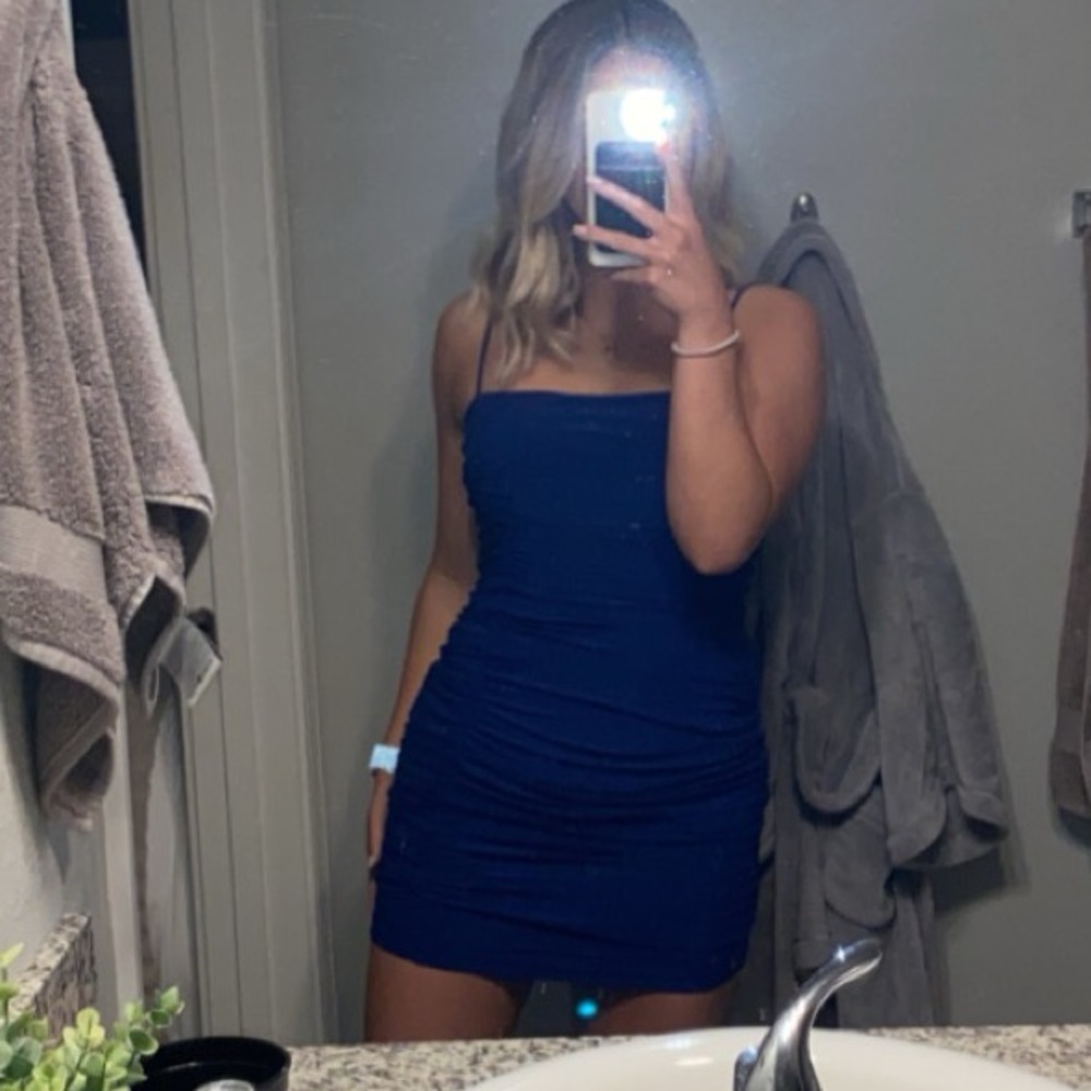 Windsor Level Up Ruched Mini Dress in Royal Blue - Picture 6 of 7